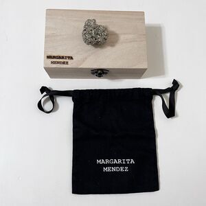 Margarita Mendez Jewelry Wooden Box with Pyrite and Dust Bag Palm Springs Desert
